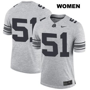 Women's NCAA Ohio State Buckeyes Antwuan Jackson #51 College Stitched No Name Authentic Nike Gray Football Jersey XR20R62YB